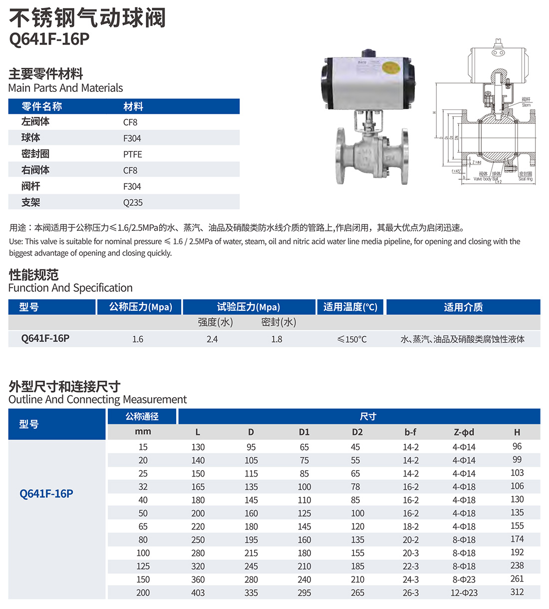 气动不锈钢球阀标准尺寸及其应用