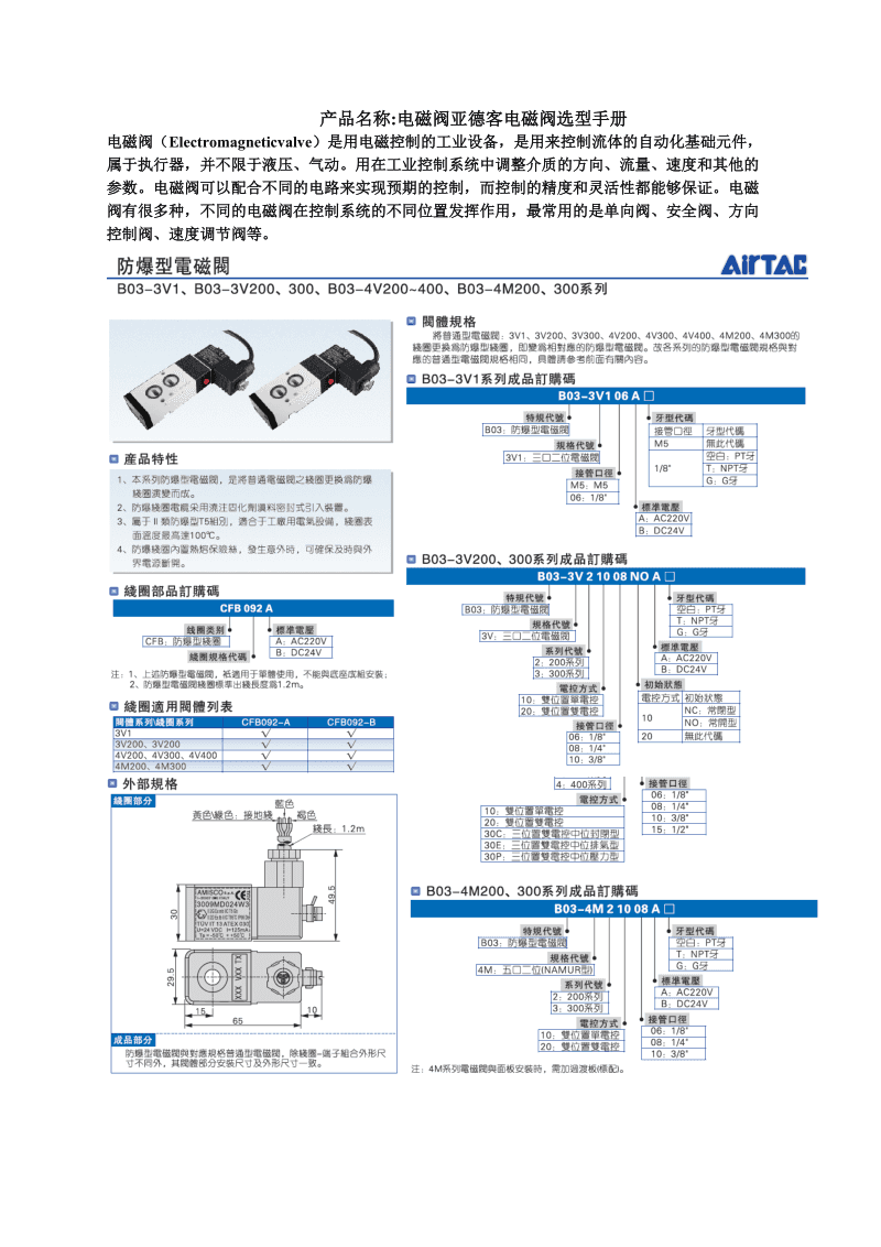 气缸电磁阀选型指南